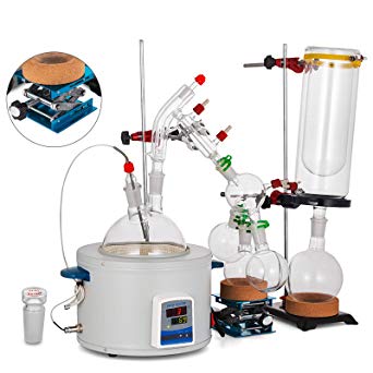 VEVOR 2L Distillation Apparatus Max.450°CShort Path Distillation with Cold Trap Heating Mantle Short Path Distillation Kit Lab Distillation Glassware Apparatus