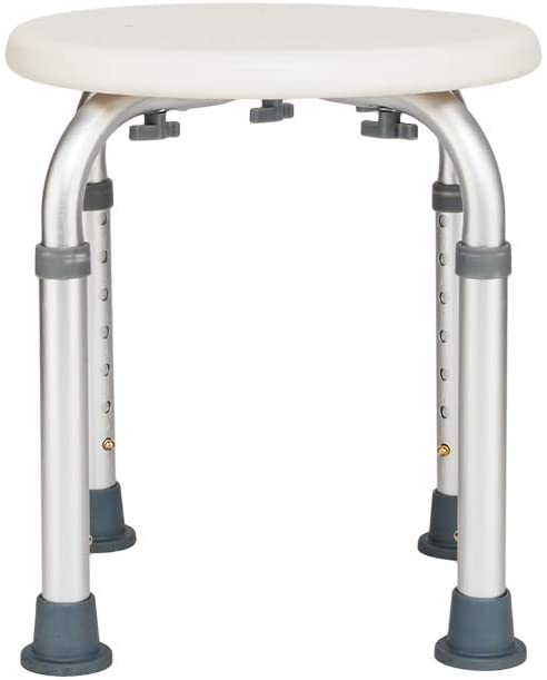 Bath Chair,7 Levels Adjustable Aluminum Alloy Elderly Round Shower Stool White