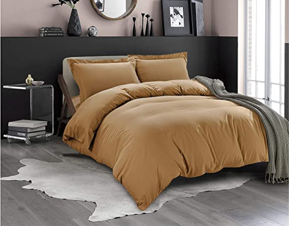 Elegant Comfort Luxury 3-Piece Duvet Cover Set -Soft 1500 Thread Count Egyptian Quality Hotel Collection - Comforter Cover with Button Closure and 2 Pillow Shams, King/California King, Light Brown