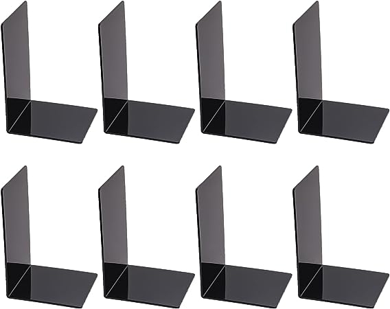 Acrylic Book Ends for Shelves,8 Pieces Bookends Heavy Duty Book Ends and Desktop Organizer,Black Book Stopper for Books,Movies,CDs,Video Games,7.28x4.8x4.8 inch