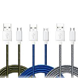 USB Cable OKRAY 3 Pack 2M6ft Extra Long Micro USB to USB Cables Charging and Sync Cords for Android Samsung HTC Motorola Sony LG Nexus Nokia and More Gold White Blue