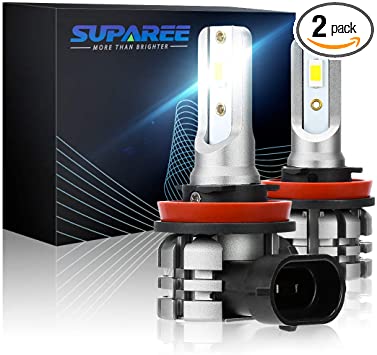 SUPAREE H11 Led Fog Light Bulb, H8 H9 H16 7065 SMD Chips 6000K 5200 Lumens Xenon White Extremely Super Bright, Fog light DRL Replacement