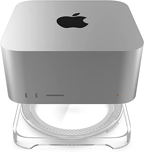 Spigen LD202 Designed for Mac Studio Desktop Stand Mount with Built in Air Filter- Crystal Clear