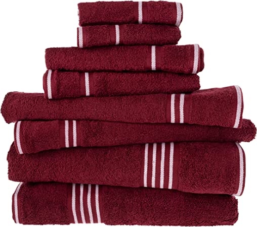 BedfordHome Rio 8 Piece Cotton Towel Set - Burgundy