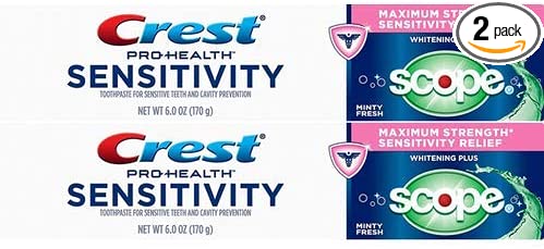 Crest Sensitivity Whitening and Scope Minty Fresh Toothpaste, 6 oz - 2 Tubes