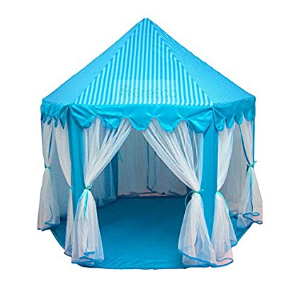 GreEco Newest Princess Castle PLay Tent, Fairy Princess Castle Tent, Extra Large Room, Blue by GreEco
