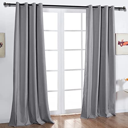 INOVADAY 100% Blackout Curtains 84 Inch Length 2 Panels Set Nano-Technology Full Blackout Curtains for Bedroom Grommet Top Room Darkening Curtain Drapes (Grey, W50 x L84)