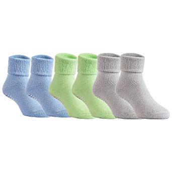 Lovely Annie Unisex Children 6 Pairs Pack Non-Skid Non Slip Combed Cotton Socks 0M-7Y
