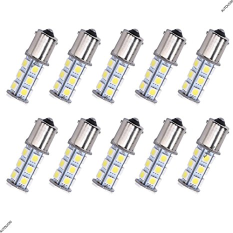 10-Pack 1156 1141 1003 18-SMD White LED Bulbs For Car Rear Turn Signal lights Interior RV Camper
