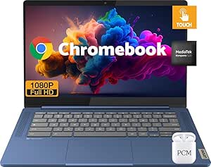 Lenovo Newest Chromebook Laptop Computer, 14 FHD IPS Touchscreen Light PC, 8-Core MediaTek Kompanio 520, 4GB RAM, 320GB Storage (64GB eMMC 256GB microSD), Chrome OS, Wi-Fi 6, Long Battery Life, USB-C