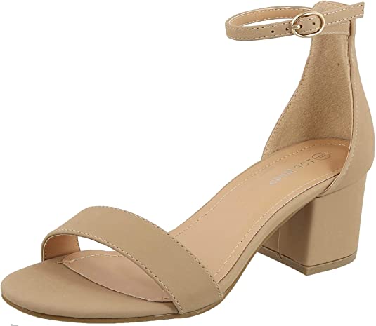 Over the Toe Strap Ankle Wrap Strap 2" Block Heel Open Toe Dress Sandal