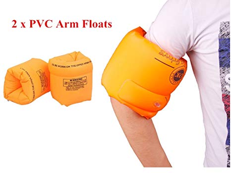 ZWZCYZ Floaties 1 Pair/2pcs Inflatable Swim Arm Bands Floatation Sleeves Swimming Rings Floats Tube Armlets for Kids and Adult (Orange)