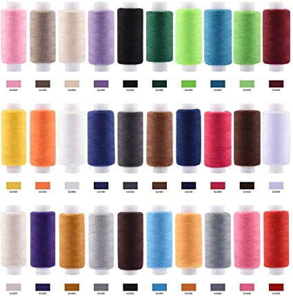 30 Pcs Sewing Threads -250 Yards Overlocking Thread Cones in Assorted Colors -Machine Polyester Thread for Sewing, Cross Stitch, Teabag, Embroidery, Weaving.