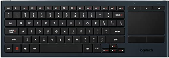 Logitech K830 Illuminated Living-Room Keyboard with Built-in Touchpad – Easy-access Media Keys and Shortcut Keys for Windows or Android