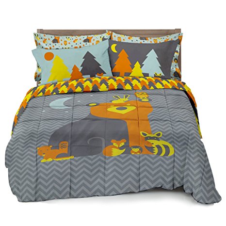 Where The Polka Dots Roam Double Brushed Microfiber Reversible Full/Queen 3-Piece Comforter Set, Woodland Creature