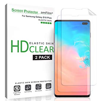 amFilm Elastic Skin Screen Protector for Samsung Galaxy S10 Plus (2 Pack) Easy Installation, Alignment Tool, HD Clear, Flexible Premium Quality Screen Protector