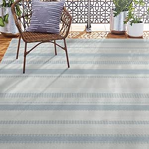 Home Dynamix Tripoli Mateo Modern Indoor/Outdoor Area Rug, Blue/Cream, 7'10"x10'2" Rectangle