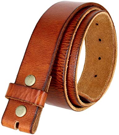 BS-40 100% Full Grain Leather Replacement Belt Strap with Snaps 1 1/2" wide