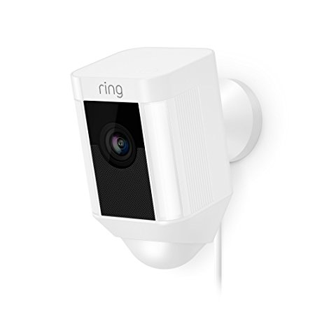 Ring Spotlight Cam Wired: Plugged-in HD security camera with built-in spotlights, two-way talk and a siren alarm, White