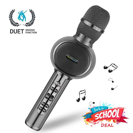 HIFI Karaoke Microphone Wireless, ZealSound Bluetooth Karaoke Microphone TWS Duets Dual Sing, Vocal Remove, No Need Singing APP, FM and Speaker for Pop, Rock n Roll Parties, Solo Parties and More