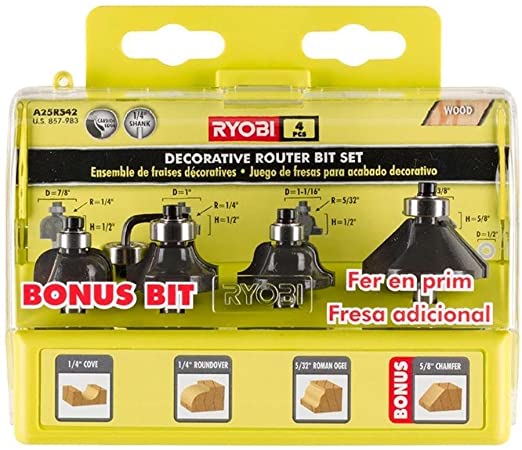 Ryobi A25RS42 Decorative Router Bit Set (4-Piece)