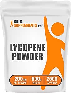 BulkSupplements.com Lycopene Powder - Lycopene Supplement, Lycopene 10mg - Antioxidants Supplement, Gluten Free, 200mg per Serving, 500g (1.1 lbs) (Pack of 1)