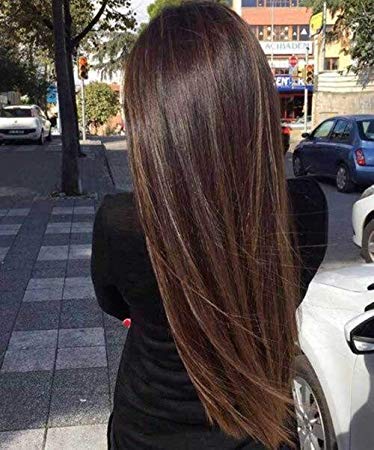 Sunny Dark Brown Clip Hair Extensions 16 inch One Piece Human Hair Color #4 Dark Brown Real Hair Clip in Extensions Double Weft Brazilian Hair Silky Straight 70g