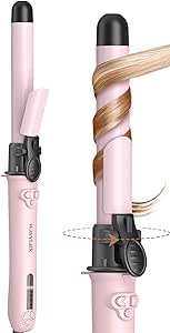 Wavytalk Pro Rotating Curling Iron, 1 Inch Automatic Curling Iron Rotating Get Effortless Waves, Self Rotating Curling Iron up to 430℉ with Home Button, Pale Pink