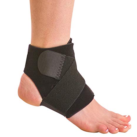 BraceAbility Neoprene Water-Resistant Ankle Brace | Compression Foot Wrap for Swimming, Running, Surfing, Diving, Exercise, Athletic Support & Protection, Sprains, Tendonitis and PTTD Pain (L/XL)