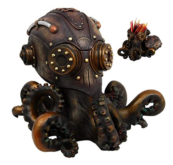 Atlantic Collectibles Steampunk Octopus Marauder Cyborg Infantry Decorative Box Figurine 5.5"H