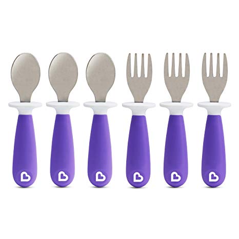 Munchkin Raise Toddler Forks and Spoons 6 Piece, Purple, 12