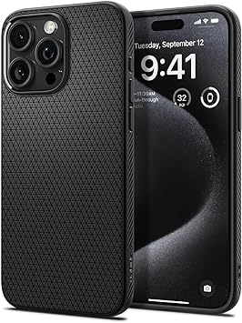 SPIGEN Liquid Air Armor Designed for Apple iPhone 15 Pro Case (2023)[6.1-inch] Air Cushion Form Fitted Slim Lightweight Soft TPU Cover - Black