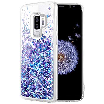 Caka Galaxy S9 Plus Case, Galaxy S9 Plus Glitter Case Liquid Series Luxury Fashion Bling Flowing Liquid Floating Sparkle Glitter Soft TPU Case for Samsung Galaxy S9 Plus (Blue Purple)