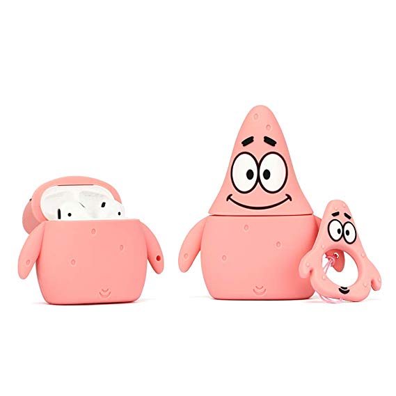 ZAHIUS Airpods Silicone Case Funny Cover Compatible for Apple Airpods 1&2 [3D Cartoon Pattern][Designed for Kids Girl and Boys] (Patrick Star)(1 Pack)