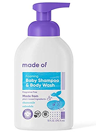 Organic Baby Wash and Shampoo Foaming by MADE OF - For Sensitive Skin and Baby Eczema Wash - NSF Organic and EWG Verified - Made in USA - 10oz (Fragrance Free, 1-Pack)
