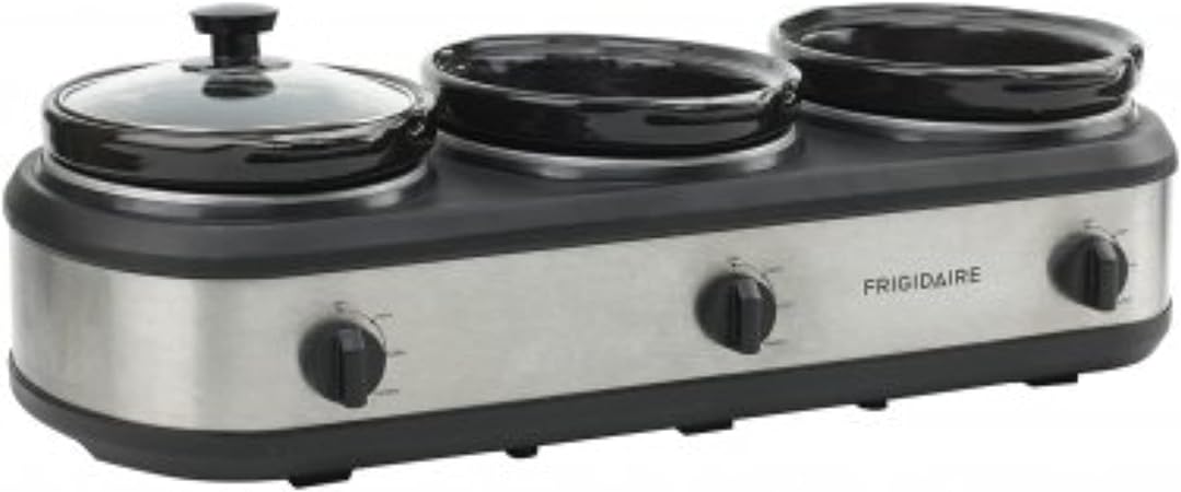 FRIGIDAIRE ESC3105-SS Triple Slow Cooker Buffet Server, Stainless, 3x2.5QT