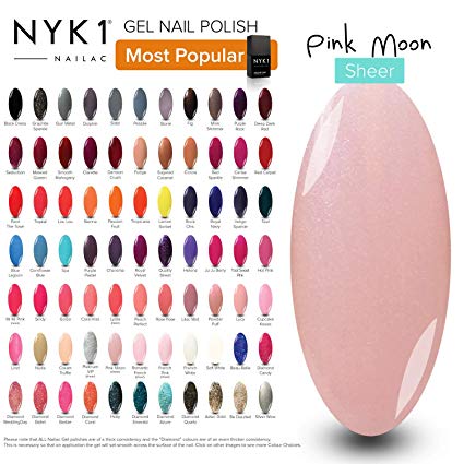 French Pink Gel Nail Polish - (Pink Moon) Sheer Soft Shimmer Manicure UV/LED by NYK1 Bright Romantic Baby Natural Light Pink