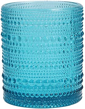 Fortessa Jupiter Glass Collection Double Old Fashioned Cocktail Glass, Set of 6, 10 Ounce, Lagoon Blue