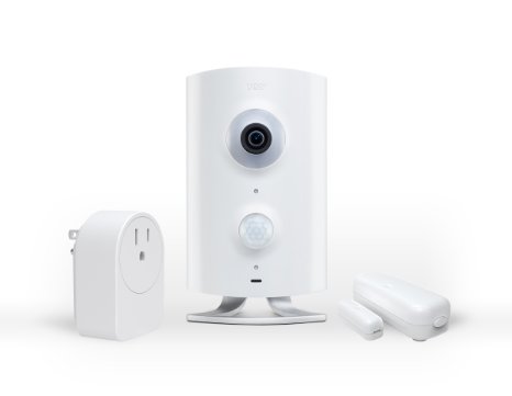 Piper nv Security Camera with Door/Window Sensor and Smart Switch, All-in-One Security System with Video Monitoring Camera, White