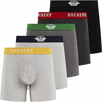 Dockers Mens Boxer Briefs Breathable Cotton Underwear for Men Pack of 5