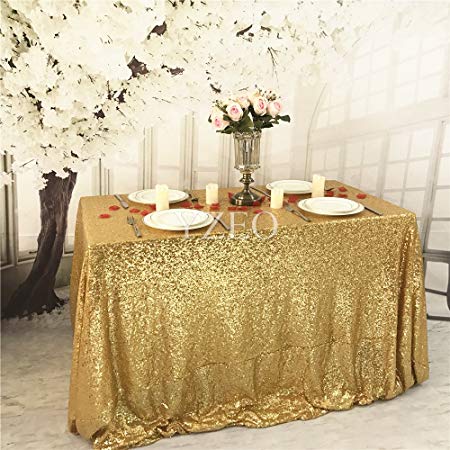 YZEO Gold 50"*72"Sequin Tablecloth Home Wedding Event Party Banquet Decoration