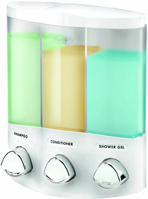 Euro Series TRIO Three Chamber Soap and Shower Dispenser White