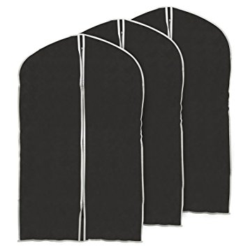 Garment Bag, EZOWare Black Foldable Breathable Garment Bag for Luggage, Dresses, Linens, Storage, Travel and more - Set of 3