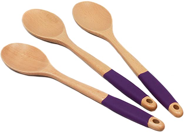 Chef Craft Premium Wooden Spoon Set, 3 Piece, Purple