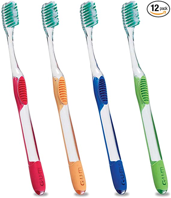 GUM Micro Tip Toothbrush, Compact Soft Bristles, Item 471 Professional Samples, 12 Count