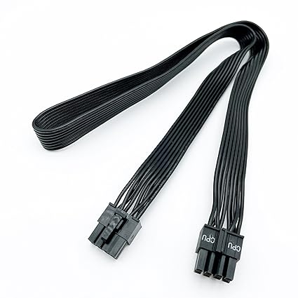 Funtin Male to Male 4 4 Pin CPU Cable (Black A for Seasonic PSU)