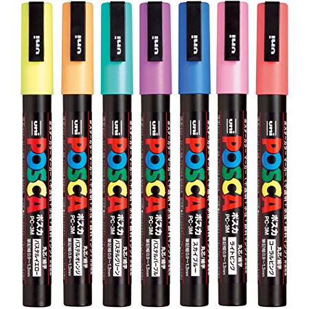 Uni Posca Paint Marker Pen, Fine Point, Set of 7 Natural Color (PC-3M 7C)