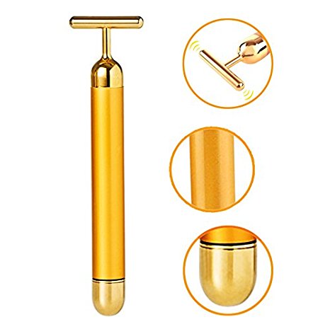 BIAL 24K Beaute Bar Plus Waterproof Facial Massager with Germanium Tipped Massage Head,Increase Blood Circulation and Rejuvenate Skin