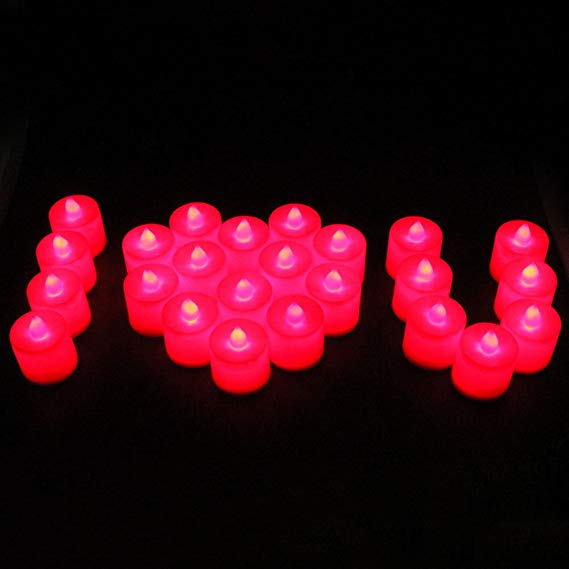 ELlight 12 PCS (1 Dozen Pack) Battery Operated Candles Flameless LED Tealight Candles Votive Style Romantic Date, Red Light