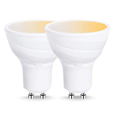 LOHAS WiFi Smart Bulb LED GU10 Dimmable, Warm White to Cool White (2000K-6500K), Works with Alexa and Google Home, 5W Equal to 50W Spot Light, Controlled by Smart Devices, No Hub Required, 2 Pack